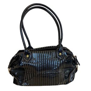 MAXX New York Signature Patent Leather barrel bag